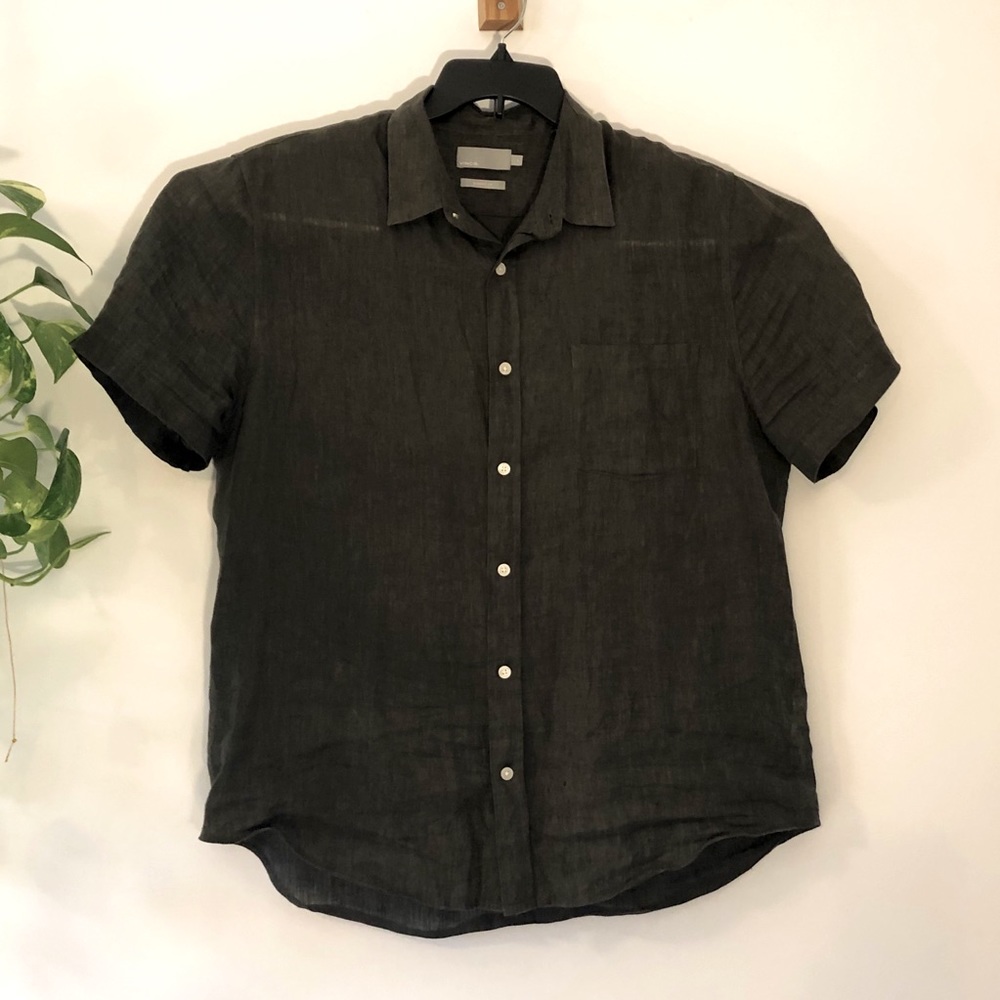 Vince Linen Short Sleeve Button-Down Shirt Men’s L